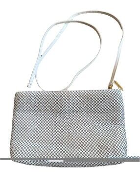 Whiting And Davis Vintage Metal Mesh Clutch With Detachable Crossbody Strap Gold